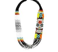 LKBEADS Skull & Star Motif Ukrainian Gerdan Necklace Seed Beads Traditional Jewellery Multi Color Handmade Strand Beaded Ukrain Jewelry |LK_UKRN_1106