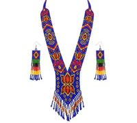 LKBEADS Slavic Floral Ukrainian Gerdan Necklace With Earring Set Seed Beads Traditional Jewellery Multi Color Handmade Strand Beaded Ukrain Jewelry |LK_UKRN_0571