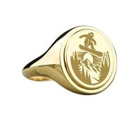 LKBEADS snowboarding signet ring| adventure jewelry| oval engraved mountain snowboarder gift| jewelry| 925 sterling silver gold plated |LK_PDR_00388_12