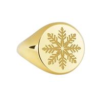 LKBEADS snowflake signet ring| winter jewelry| thoughtful | engraved holliday blizzard festive ring| 925 sterling silver gold plated |LK_PDR_00135_11.5