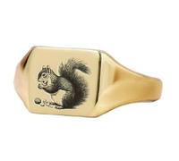 LKBEADS squirrel ring in square shape | 925 sterling silver gold plated | gift jewelry,vintage style signet ring's hypoallergenic handmade jewellery|LK_PDR_01021_9.5