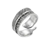 LKBEADS Stainless Steel Adjustable Feather Ring Open Band Nature Inspired Leaf Vintage Bohemian Minimalist Rustic Statement Everyday Comfort Symbolic Gift