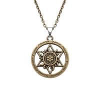 LKBEADS Stainless Steel Celestial Emblem Pendant Necklace Heritage Inspired Charm Jewelry with 18 Inch Cable Chain Antique Gold Tone Circular Design Durable Fashion Accessory 30x30mm