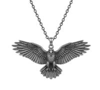 LKBEADS Stainless Steel Eagle Pendant Necklace Spread Wings Bird Charm with 18 Inch Cable Chain Wildlife Inspired Statement Fashion Jewelry Detailed Artisan Design 55x25mm