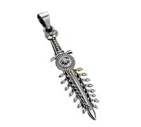 LKBEADS Stainless Steel Feather Swords 60X15mm Pendant Silver Plated Charm Necklace Without Chain Handmade For Men & Women Power Symbol Meaningful Jewelry |LK_SSC_0296