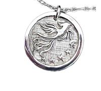 LKBEADS Star Engraved Coin Pendant Necklace 24mm with 18 Inch Cable Chain | Sterling Silver 925 Sterling Silver | Unisex Gift Jewelry|LK_PNDN_2259