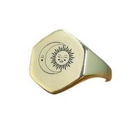 LKBEADS sun & moon ring in hexagon shape | 925 sterling silver gold plated | gift jewelry,vintage style signet ring's hypoallergenic handmade jewellery|LK_PDR_01620_11