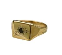 LKBEADS sun ring in square shape | 925 sterling silver gold plated | gift jewelry,vintage style signet ring's hypoallergenic handmade jewellery|LK_PDR_01586_6.5