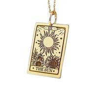 LKBEADS Sun Tarot Card Engraving Pendant Necklace Made In 925 Sterling Silver Gold Plated Charm With 18 "Cable Chain Handmade Jewelry For Men Women |LKD_EGP_00136