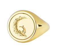 LKBEADS surfer signet ring| surf wave amulet| surfing jewelry| round ring for surfer| ocean charm gift|| 925 sterling silver gold plated |LK_PDR_00250_5.5