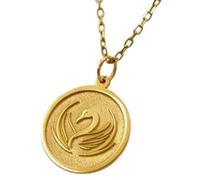 LKBEADS Swan Bird Embossed Pendant Necklace Made in 925 Sterling Silver With Gold Plating 18" Cable Chain Round Shape Charm For Unisex Handmade Jewelry |LK_EMBO_00070