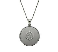 LKBEADS Tech Hexagon Embossed Pendant Necklace Made in 925 Sterling Silver With Silver Plating 18" Cable Chain Round Shape Charm For Unisex Handmade Jewelry |LK_EMBO_00897