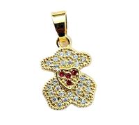 LKBEADS teddy bear pendant | with cubic zirconia stone made in stainless steel |gold plated,17x12mm |teddy lovers, cartoon jewellry charm |LK_CHP_0013_W