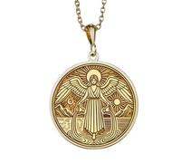 LKBEADS Temperance Embossed Pendant Necklace Made in 925 Sterling Silver With Gold Plating 18" Cable Chain Round Shape Charm For Unisex Handmade Jewelry |LK_EMBO_00289