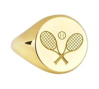 LKBEADS tennis player signet ring| racket club gift| coach custom ring gift| 925 sterling silver gold plated |LK_PDR_00258_6.5