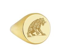 LKBEADS tepeyollotl signet ring| aztec horoscope custom jaguar deity mesoamerican talisman engraved tezcatlipoca jewelry| 925 sterling silver gold plated |LK_PDR_00121_11.5
