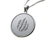 LKBEADS The Beast’s Mark Emblem Embossed Pendant Necklace Made in 925 Sterling Silver With Silver Plating 18" Cable Chain Round Shape Charm Jewelry |LK_EMBO_00978