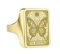 LKBEADS the butterfly signet ring| personalize rectangle insect engraved swallowtail charm| custom gift for entomologis| 925 sterling silver gold plated |LK_PDR_00301_12