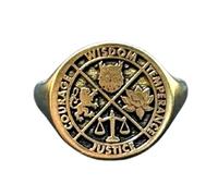 LKBEADS the cardinal virtues ring| stoic compass signet justice pinky wisdom jewelry| temperance ring men| courage jewelry gift| 925 sterling silver gold plated |LK_PDR_00753_11