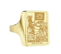 LKBEADS the death tarot signet ring| major arcana jewelry| engraved occult custom gift for her| 925 sterling silver gold plated |LK_PDR_00299_11