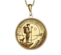 LKBEADS The Fool Embossed Pendant Necklace Made in 925 Sterling Silver With Gold Plating 18" Cable Chain Round Shape Charm For Unisex Handmade Jewelry |LK_EMBO_00261