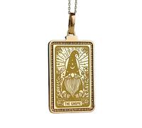 LKBEADS The Gnome Embossed Pendant Necklace Made in 925 Sterling Silver With Gold Plating 18" Cable Chain Rectangle Shape Charm For Unisex Handmade Jewelry |LK_EMBO_00748