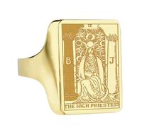 LKBEADS the high priestess tarot card signet ring| -waite jewelry| major arcana good fortune wiccan ring| 925 sterling silver gold plated |LK_PDR_00262_11.5