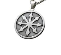 LKBEADS The Infinite Energy Emblem Embossed Pendant Necklace Made in 925 Sterling Silver With Silver Plating 18" Cable Chain Round Shape Charm Jewelry |LK_EMBO_00990