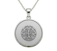LKBEADS The Key to Eternity Embossed Pendant Necklace Made in 925 Sterling Silver With Silver Plating 18" Cable Chain Round Shape Charm For Unisex Jewelry |LK_EMBO_01001