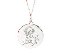 LKBEADS The Lord is My Strenth Engraved Coin Pendant Necklace 24mm with 18 Inch Cable Chain | Sterling Silver 925 Sterling Silver | Unisex Gift Jewelry|LK_PNDN_2272