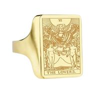 LKBEADS the lovers tarot signet ring| major arcana jewelry| divination charm| engraved mystical custom witchy gift| 925 sterling silver gold plated |LK_PDR_00290_10.5