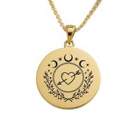 LKBEADS The Lunar Love Crest Engraving Pendant Necklace Made In 925 Sterling Silver Gold Plated Charm With 18 "Cable Chain Handmade Jewelry For Men Women |LKD_EGP_00675