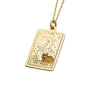 LKBEADS The Moon Engraving Pendant Necklace Rectangle Shape Made In 925 Sterling Silver Gold Plated Charm With 18 "Cable Chain Handmade Jewelry For Men Women |LKD_EGP_00214