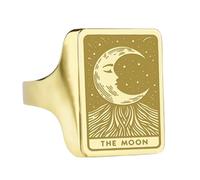 LKBEADS the moon signet ring| engraved crescent charm| celestial jewelry| custom astrology | 925 sterling silver gold plated |LK_PDR_00276_12.5
