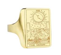 LKBEADS the moon tarot signet ring| -waite jewelry| engraved celestial custom major arcana gift for wife| 925 sterling silver gold plated |LK_PDR_00289_6