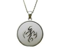 LKBEADS The Mystic Shadow Entity Embossed Pendant Necklace Made in 925 Sterling Silver With Silver Plating 18" Cable Chain Round Shape Charm Jewelry |LK_EMBO_00972