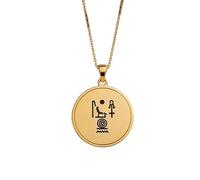 LKBEADS The Pharaoh’s Seal Engraving Pendant Necklace Made In 925 Sterling Silver Gold Plated Charm With 18 "Cable Chain Handmade Jewelry For Men Women |LKD_EGP_00655