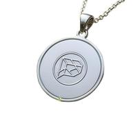 LKBEADS The Polygon Prism Emblem Embossed Pendant Necklace Made in 925 Sterling Silver With Silver Plating 18" Cable Chain Round Shape Charm Jewelry |LK_EMBO_00986