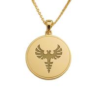 LKBEADS The Rising Phoenix Emblem Engraving Pendant Necklace Made In 925 Sterling Silver Gold Plated Charm With 18 "Cable Chain Handmade Jewelry For Men Women |LKD_EGP_00676