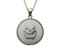 LKBEADS The Rogue Skull Emblem Embossed Pendant Necklace Made in 925 Sterling Silver With Silver Plating 18" Cable Chain Round Shape Charm Jewelry |LK_EMBO_00973