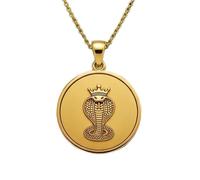 LKBEADS The Royal Cobra Engraving Pendant Necklace Made In 925 Sterling Silver Gold Plated Charm With 18 "Cable Chain Handmade Jewelry For Men Women |LKD_EGP_00664