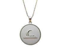 LKBEADS The Serene Night Sky Emblem Embossed Pendant Necklace Made in 925 Sterling Silver With Silver Plating 18" Cable Chain Round Shape Charm Jewelry |LK_EMBO_00964