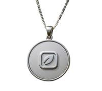 LKBEADS The Social Leaf Icon Embossed Pendant Necklace Made in 925 Sterling Silver With Silver Plating 18" Cable Chain Round Shape Charm For Unisex Jewelry |LK_EMBO_00958