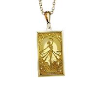 LKBEADS The Star Embossed Pendant Necklace Made in 925 Sterling Silver With Gold Plating 18" Cable Chain Rectangle Shape Charm For Unisex Handmade Jewelry |LK_EMBO_00255