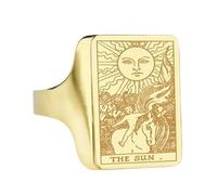 LKBEADS the sun tarot signet ring| major arcana jewelry| trionfi engraved celestial charm| witchy ring gift| 925 sterling silver gold plated |LK_PDR_00273_9