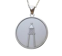 LKBEADS The Timekeeper's Tower Embossed Pendant Necklace Made in 925 Sterling Silver With Silver Plating 18" Cable Chain Round Shape Charm Jewelry |LK_EMBO_00963