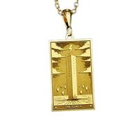 LKBEADS The Tower Embossed Pendant Necklace Made in 925 Sterling Silver With Gold Plating 18" Cable Chain Rectangle Shape Charm For Unisex Handmade Jewelry |LK_EMBO_00245
