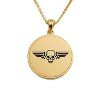 LKBEADS The Winged Skull Emblem Engraving Pendant Necklace Made In 925 Sterling Silver Gold Plated Charm With 18 "Cable Chain Handmade Jewelry For Men Women |LKD_EGP_00679