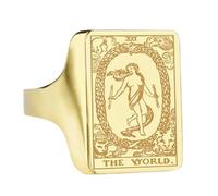LKBEADS the world tarot signet ring| mystical -waite engraved trionfi charm| custom birthday gift| 925 sterling silver gold plated |LK_PDR_00282_8.5