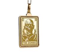 LKBEADS The Zombie Engraving Pendant Necklace Made In 925 Sterling Silver Gold Plated Charm With 18 "Cable Chain Handmade Jewelry For Men Women |LKD_EGP_00365
